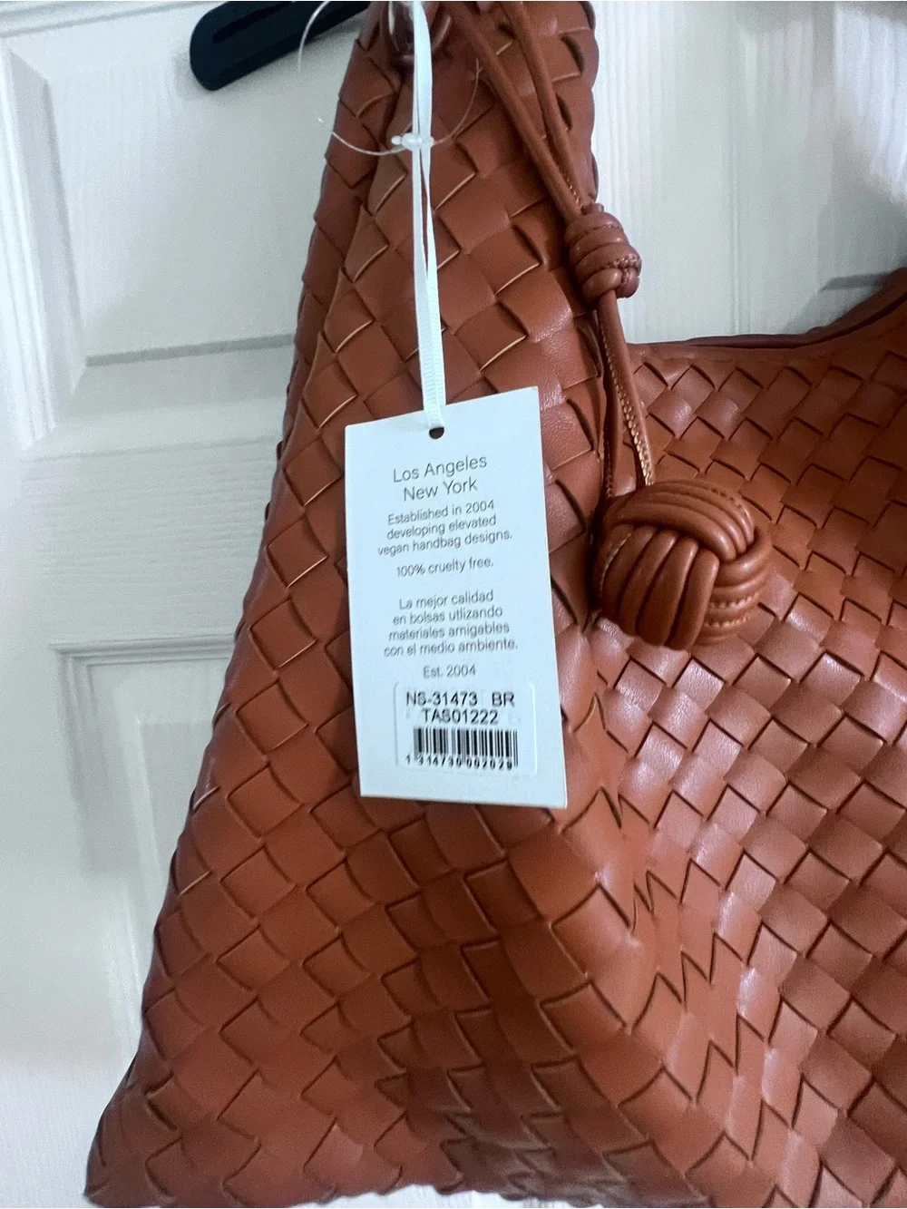 NEW ALYSSA Hobo Bag Women's Brown Woven Leather Slouchy Shoulder Tote